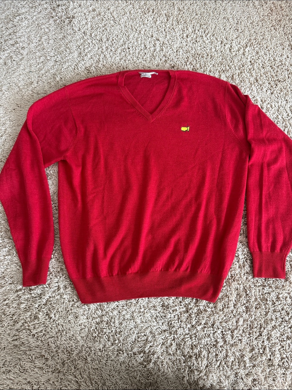 Peter Millar Men Large Red V-Neck Masters Merino Wool Sweater Augusta National